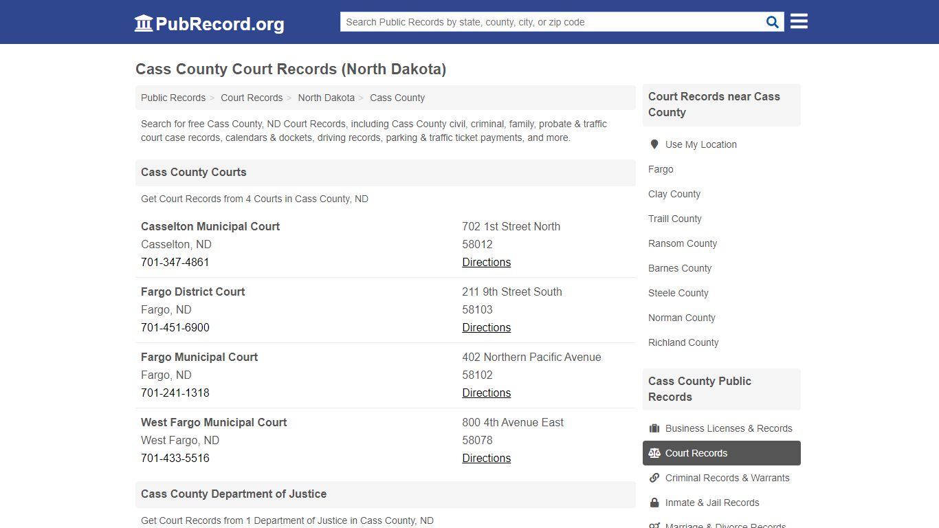 Free Cass County Court Records (North Dakota Court Records)